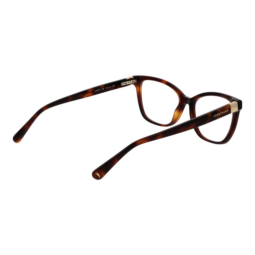 Longchamp Brown Women Glasses Frame in acetate cat eye style with full-rim design and demo lenses, includes branded case, size 54-17-140.