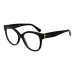 Longchamp Black Women Glasses Frame, full-rim acetate butterfly style, demo lenses, size 52-17-140, includes branded case, no extra features.