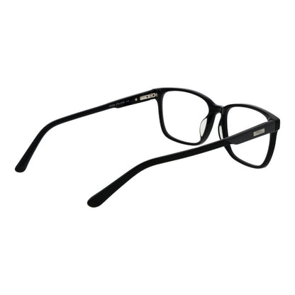 Fila Black Cellulose Acetate Glasses (Frames), full-rim, rectangle style, men’s, black acetate, spring hinge, demo lenses, 54mm width