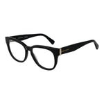 Longchamp Black Women Glasses Frame, full-rim acetate panto style with demo lenses, size 52-15-140, includes branded case.