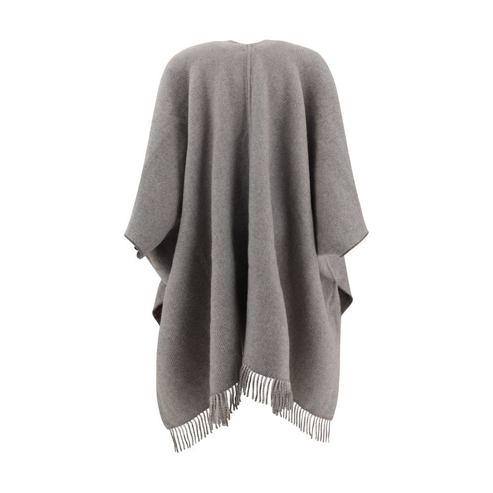 Brunello Cucinelli Brown Reversible Cashmere Poncho