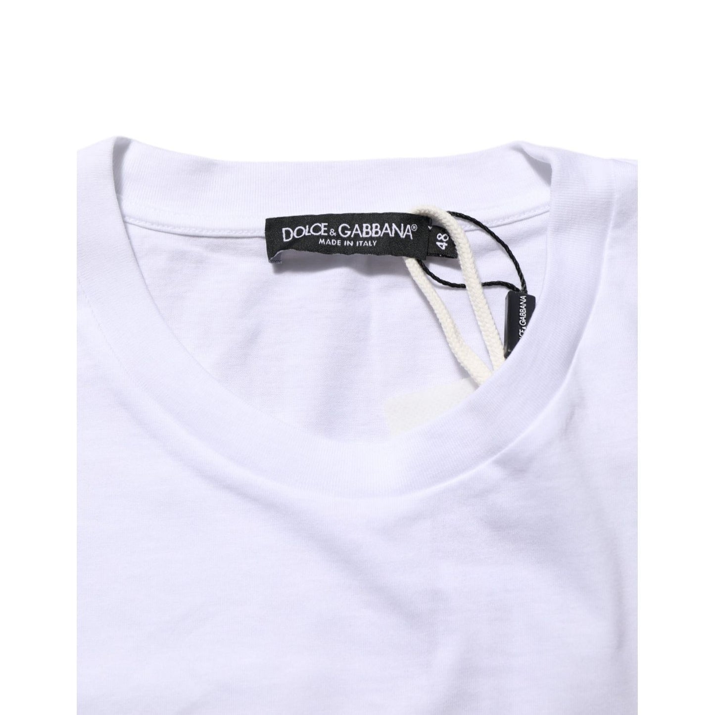 Dolce & Gabbana White Graphic Print Cotton Crew Neck T-shirt