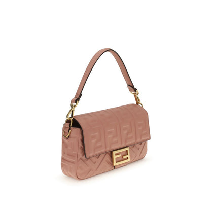 Fendi Multicolor Calf Leather Bos Taurus Shoulder Bag with embossed FF motif, gold-finish hardware, and magnetic closure flap.