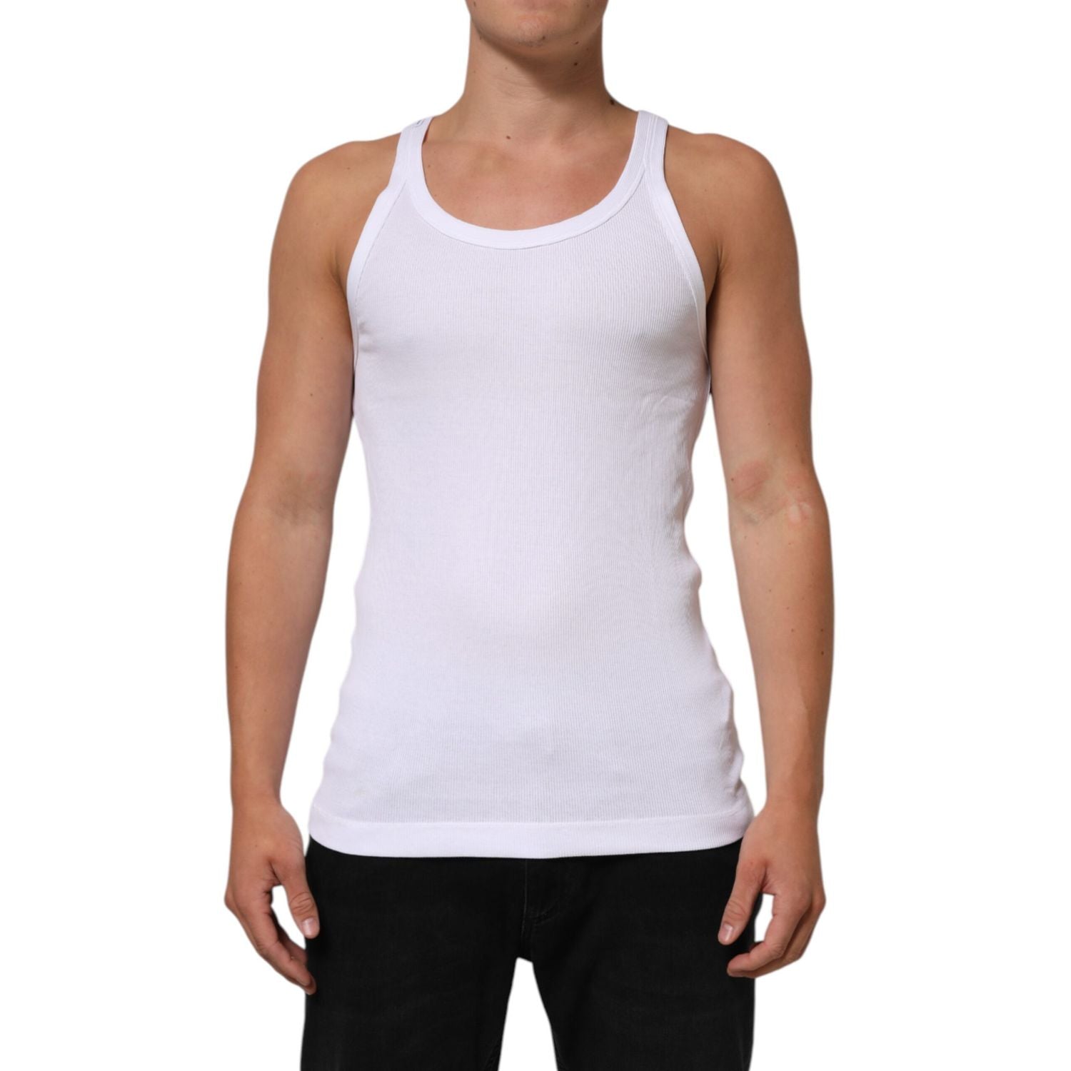 Dolce & Gabbana White Sleeveless Round Neck Tank Top T-shirt