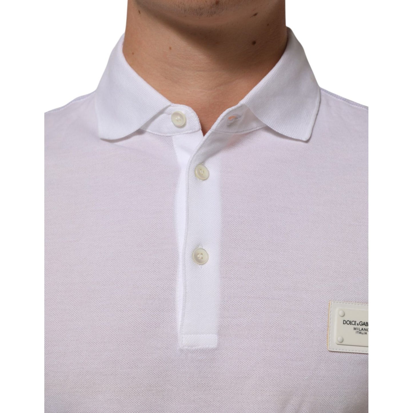 Dolce & Gabbana White Collared Short Sleeves Polo Men T-shirt