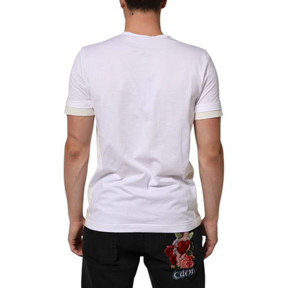 Dolce & Gabbana White Cotton Pocket Short Sleeves Men T-shirt