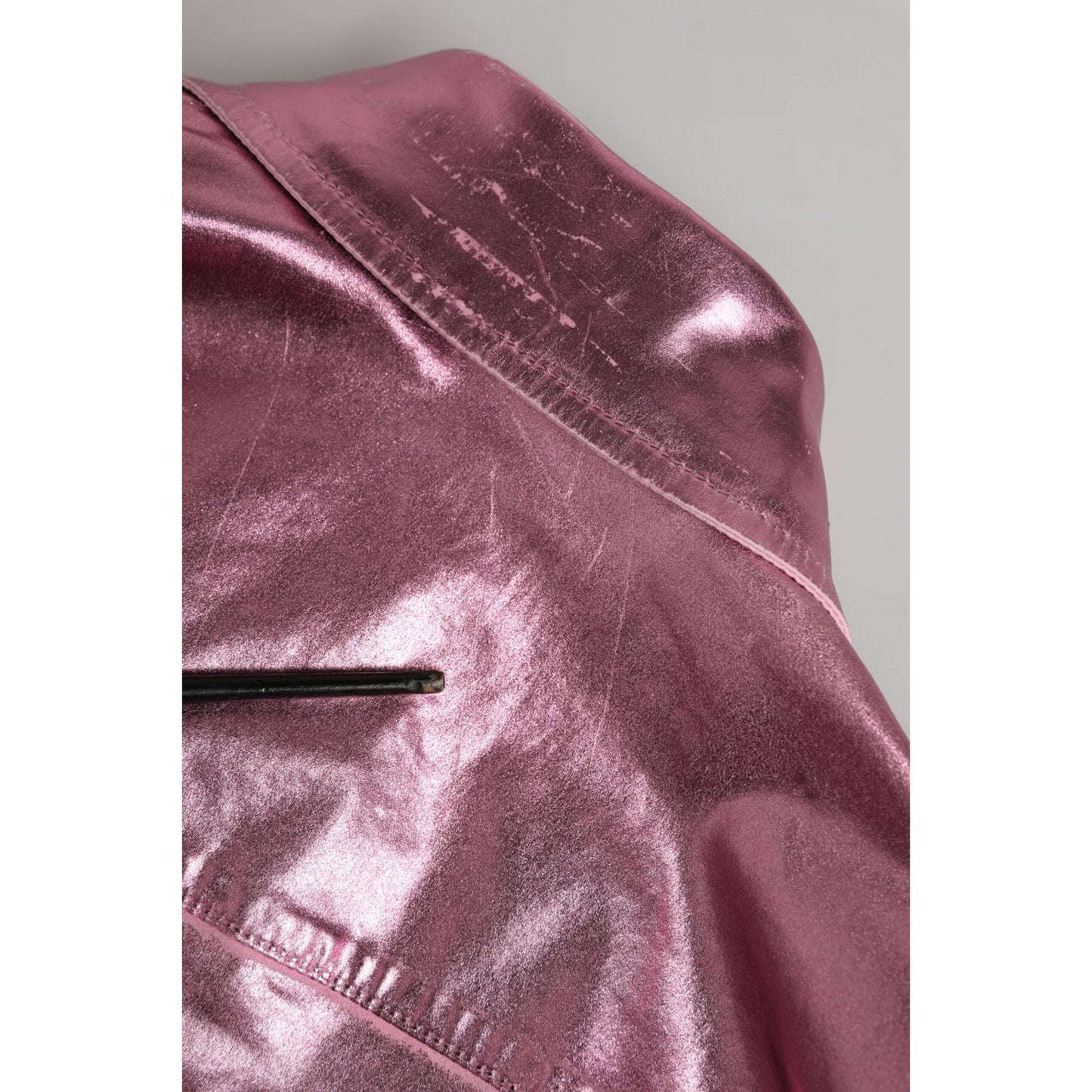 Dolce & Gabbana Pink Cotton Stretch Collared Cropped Jacket