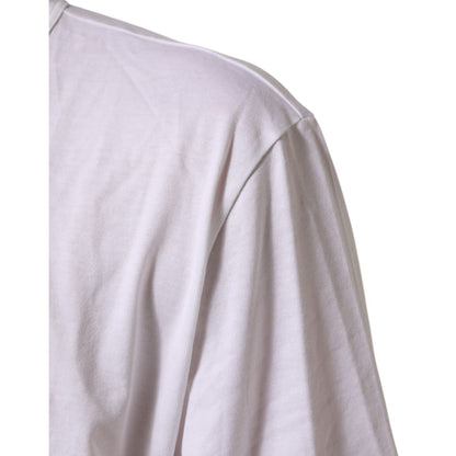 Dolce & Gabbana White Cotton V-Neck Short Sleeves T-shirt showing shoulder detail.