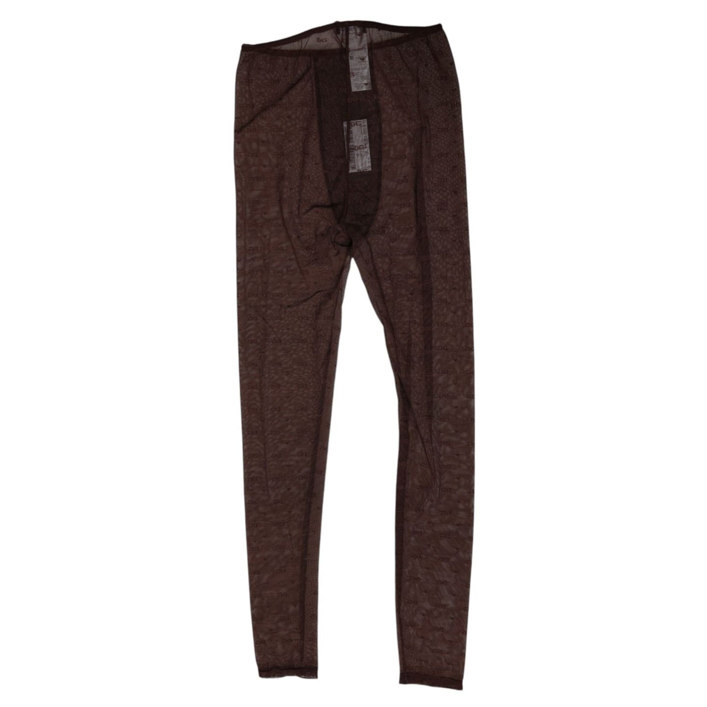Dolce & Gabbana Brown Nylon Logo Lace Leggings Pants Underwear