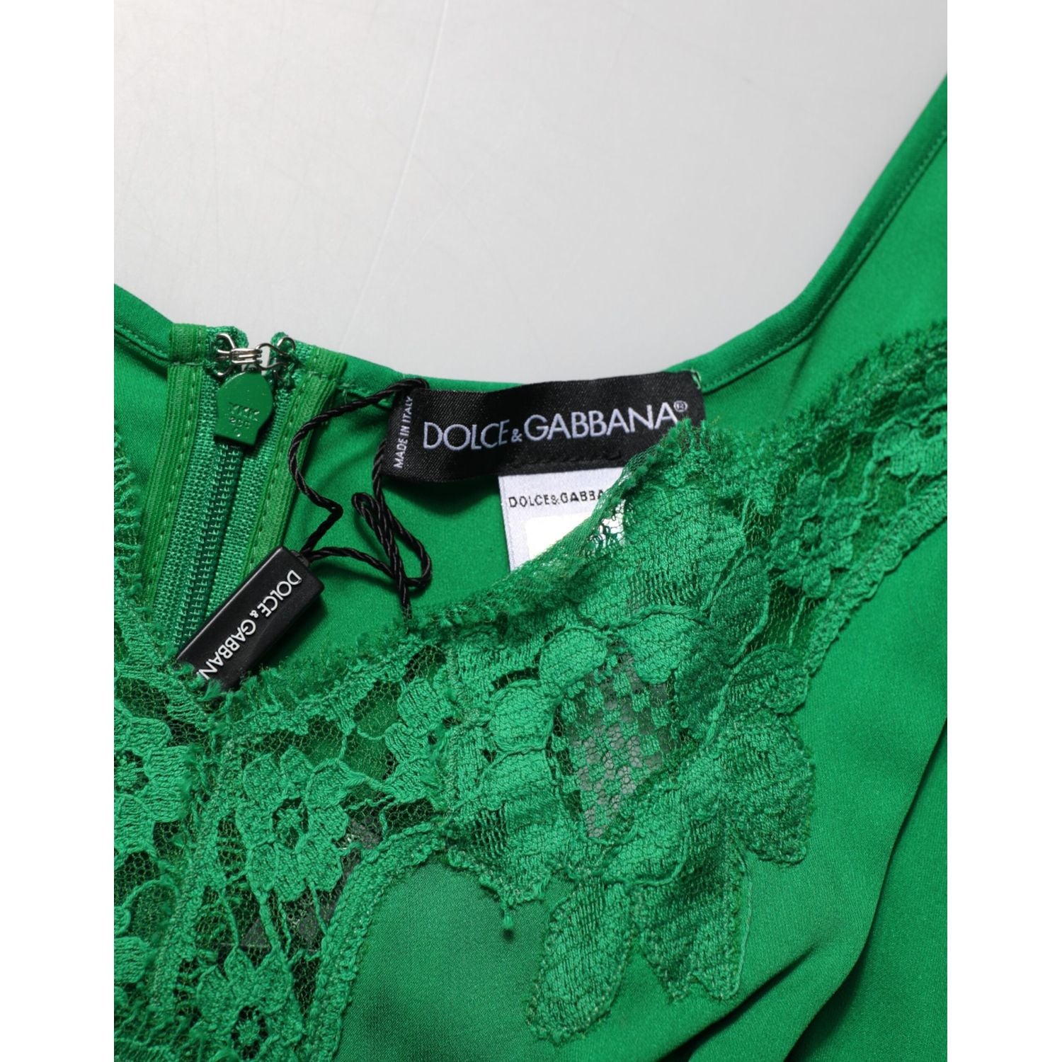 Dolce & Gabbana Green Floral Lace Tank Lingerie Top Underwear