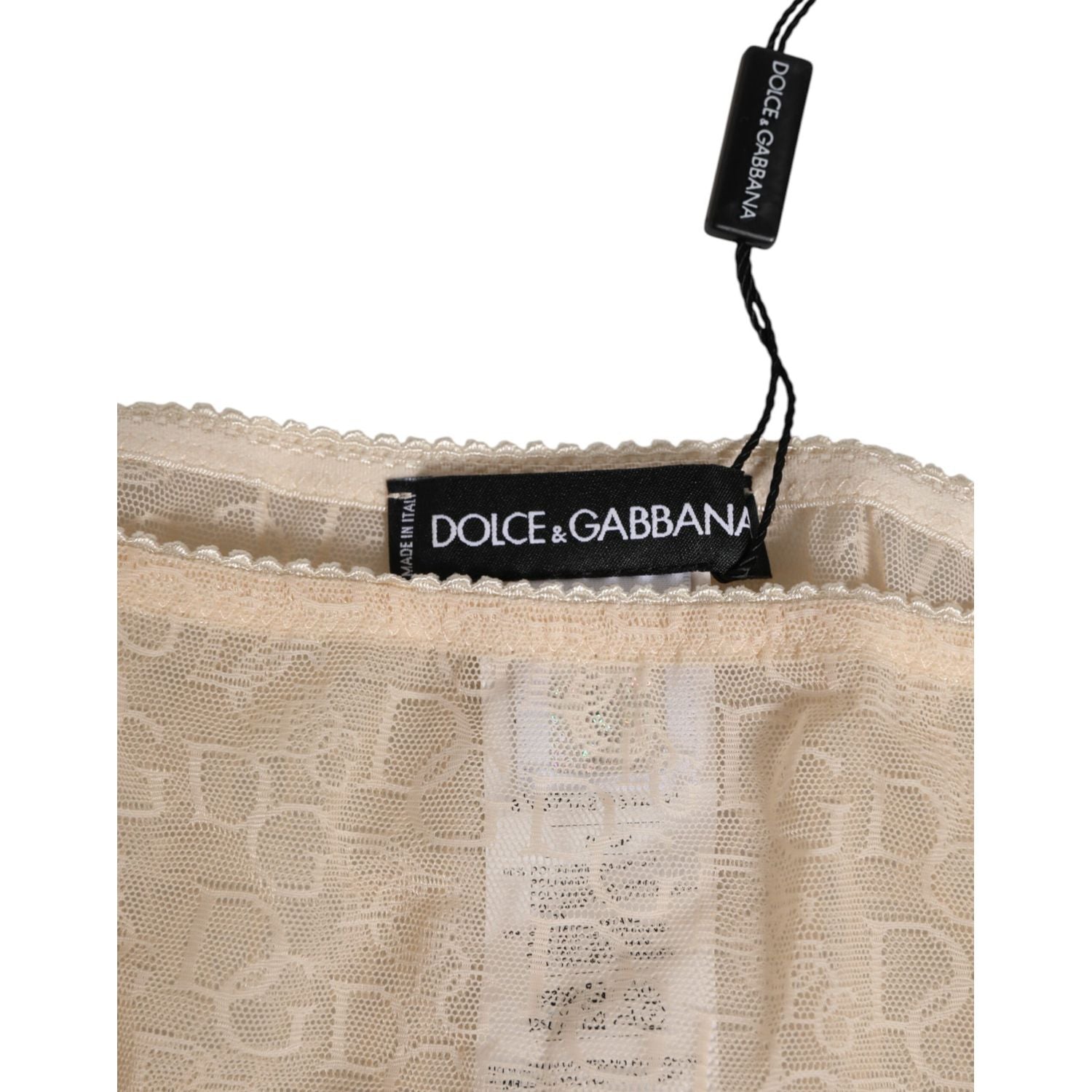 Dolce & Gabbana Beige DG Logo Lace Mid Waist Panty Underwear