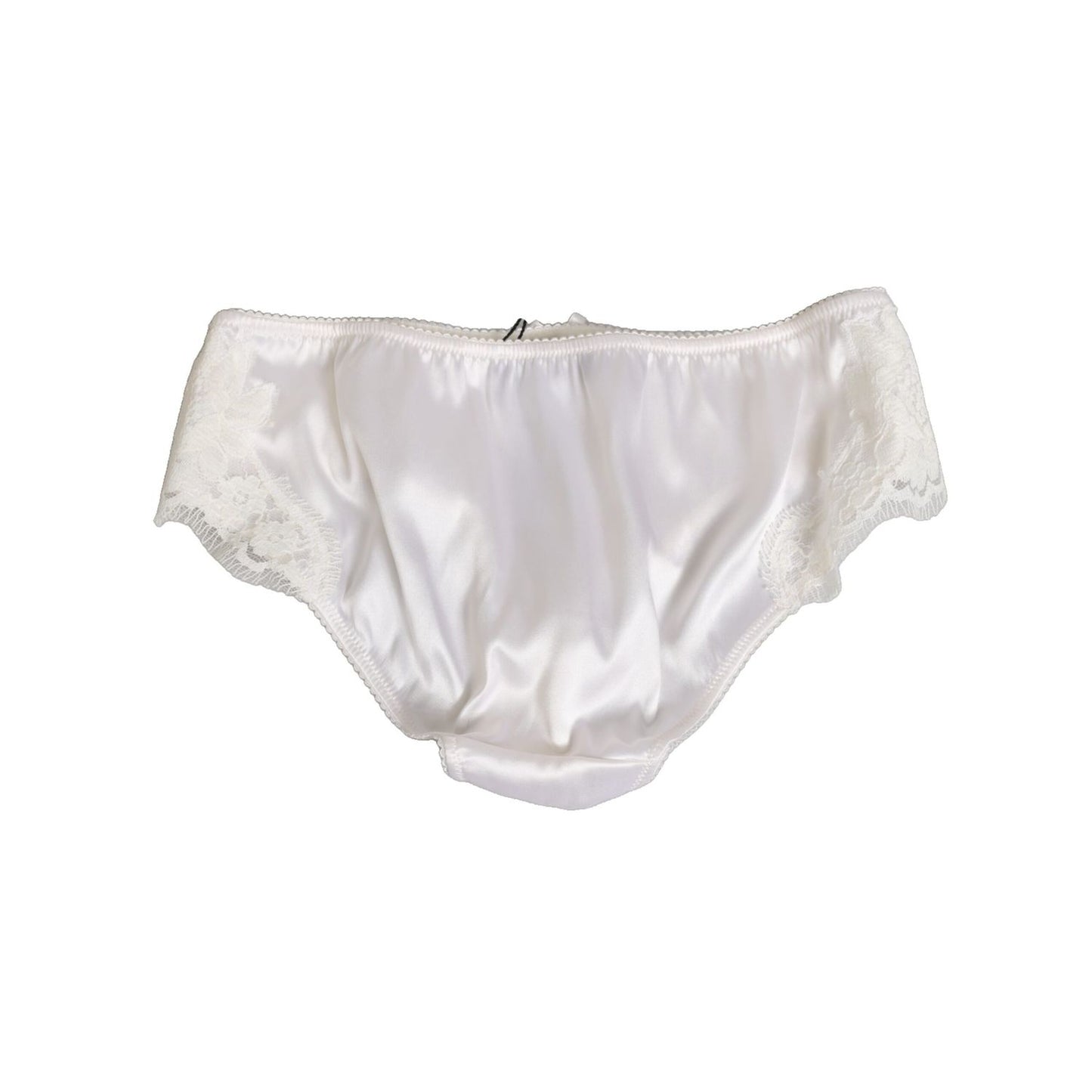 Dolce & Gabbana White Silk Satin Floral Lace Panty Brief Underwear