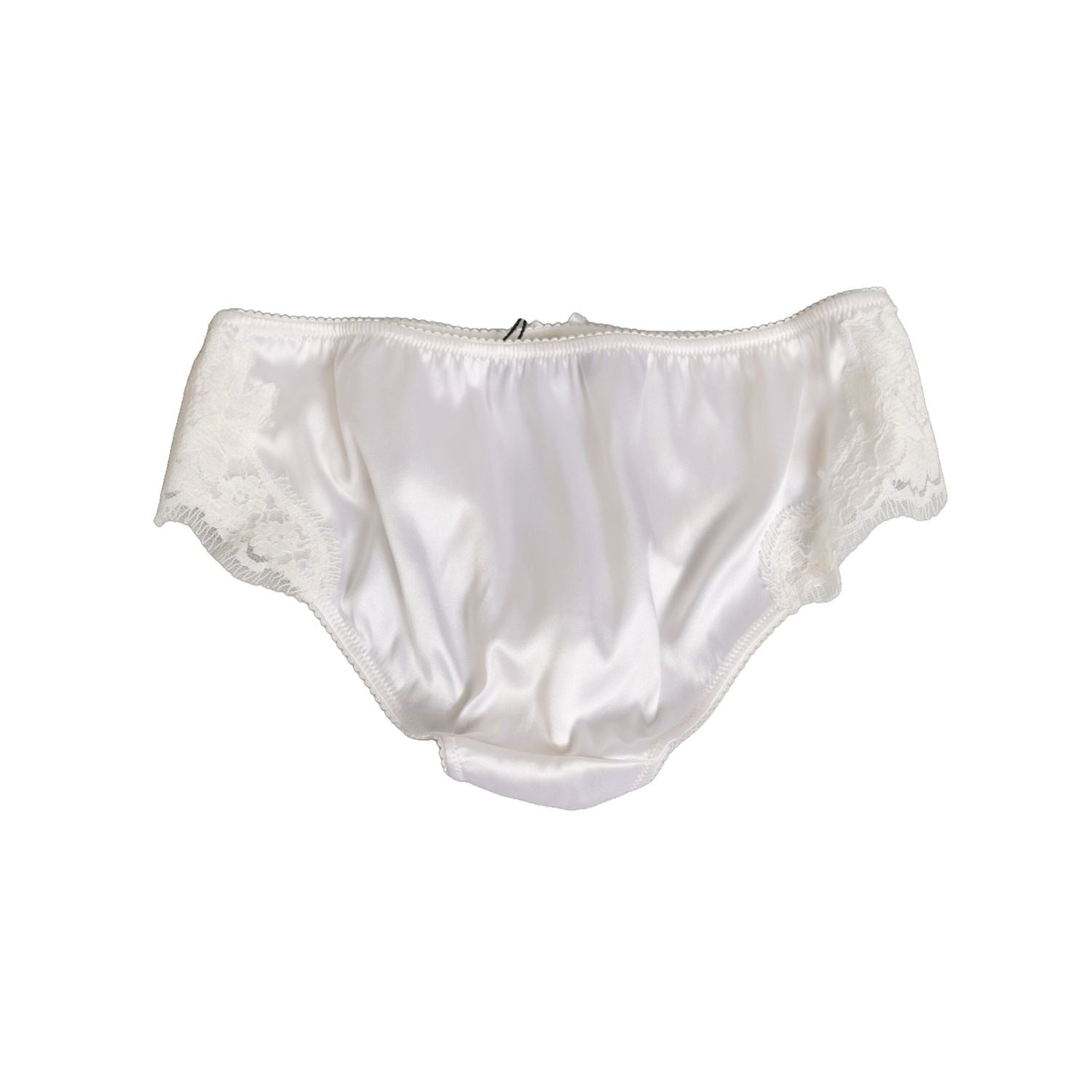 Dolce & Gabbana White Silk Satin Floral Lace Panty Brief Underwear