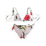 Dolce & Gabbana White Floral Swimsuit 2 Piece Top Bottom Swimwear with colorful floral prints.