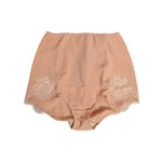 Dolce & Gabbana Beige Silk Stretch High Waist Girdle Underwear with lace detail, elegant high-waist design for smoothing and shaping.