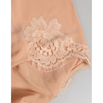 Elegant lace detail on Dolce & Gabbana Beige Silk Stretch High Waist Girdle Underwear, showcasing luxurious craftsmanship.
