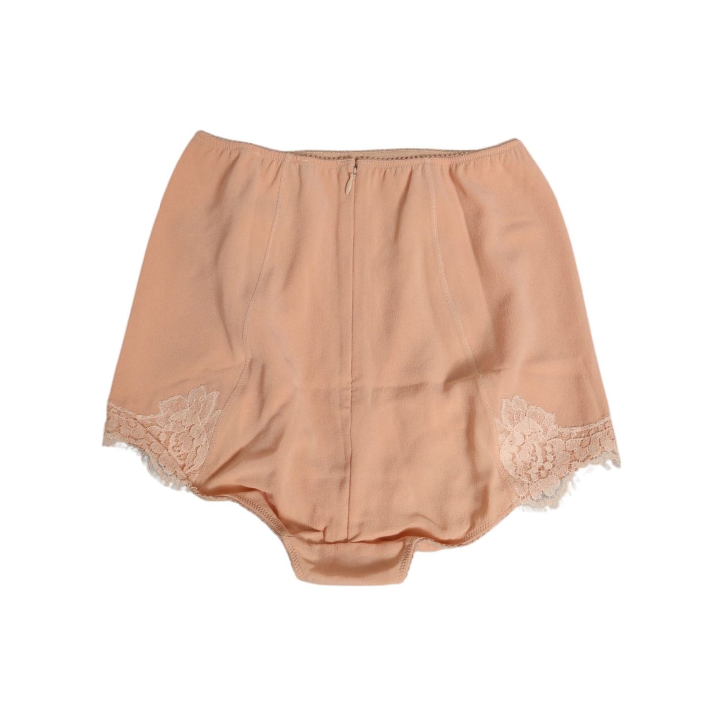 Dolce & Gabbana Beige Silk Stretch High Waist Girdle Underwear with lace detailing, crafted in Italy for elegant shaping and comfort.