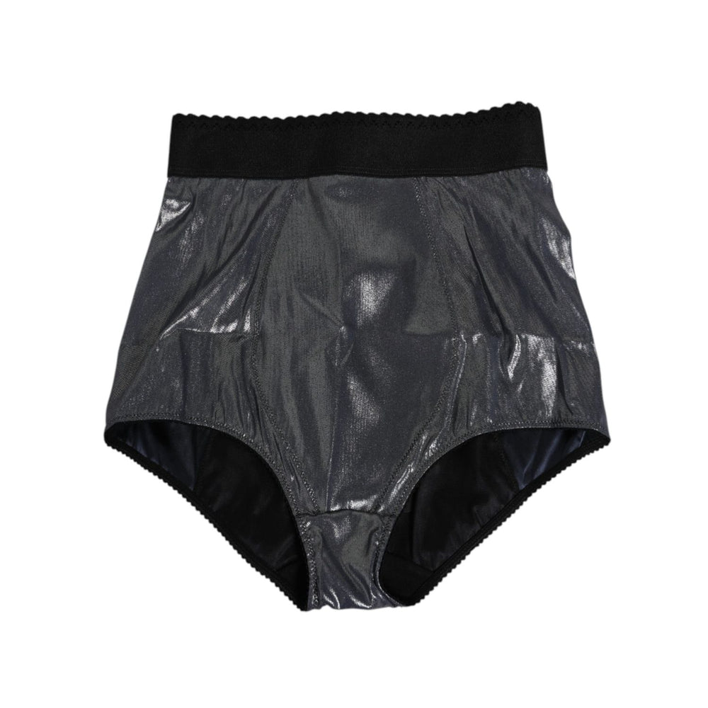 Dolce & Gabbana Gray Silk Stretch Slip Girdle Panty Underwear with logo details, made of silk and stretch fabric, made in Italy.