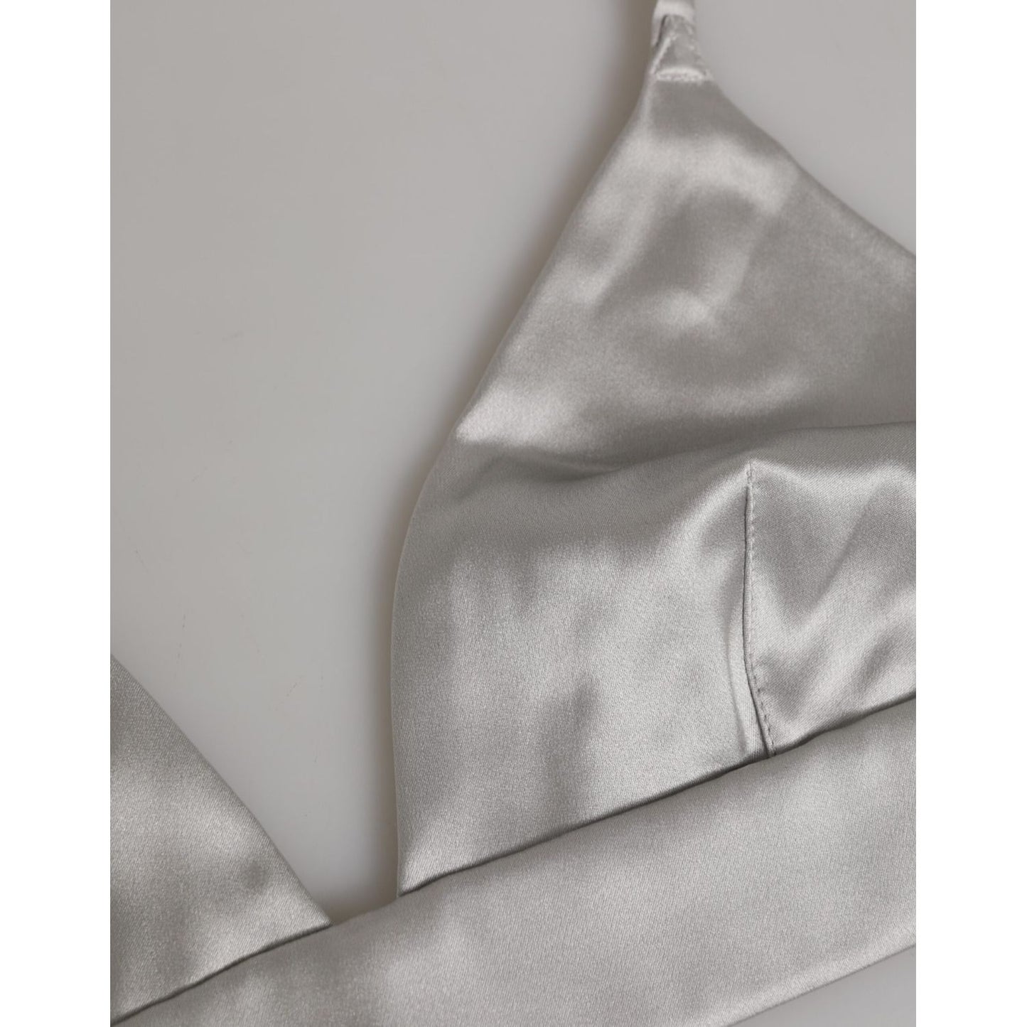 Dolce & Gabbana Gray Silk Satin Triangle Soft Cup Bra Underwear