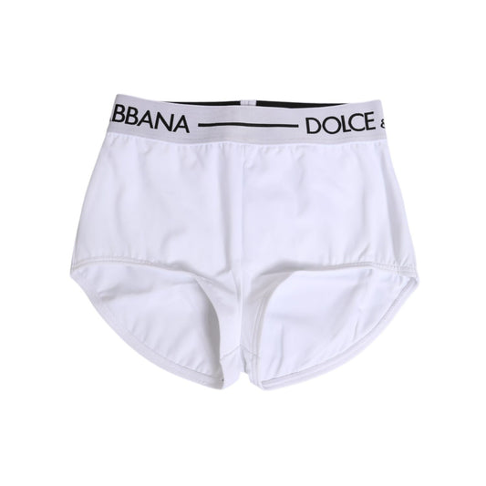 Dolce & Gabbana White Nylon Logo Waistband Shorts Underwear