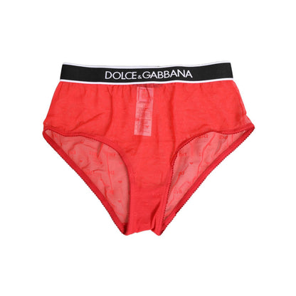Dolce & Gabbana Red Nylon Logo Waistband Brief Panty Underwear