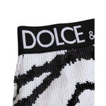 Dolce & Gabbana Black White Sequin High Waist Panty Underwear close-up with logo and sequin detailing.