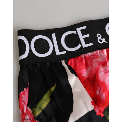 Dolce & Gabbana Black Floral Print High Waist Panty Underwear