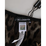 Close-up of Dolce & Gabbana Brown Leopard Silk Mid Waist Panty Underwear label and tag details.