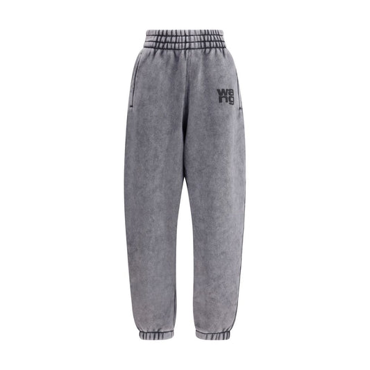 Alexander Wang Gray Cotton Joggers (Workout Pants) with elastic waistband and logo.
