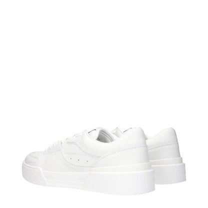 Dolce & Gabbana White Leather Low Top Sneakers featuring back logo and premium design, perfect for stylish casual wear.