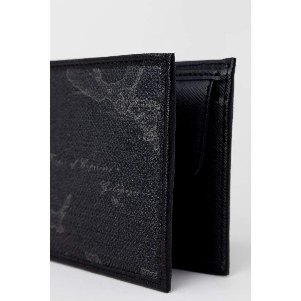 Alviero Martini Prima Classe Black Leather Wallet for men with coin pocket, featuring elegant and durable design essentials.