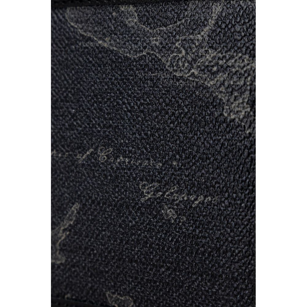 Close-up texture of Alviero Martini Prima Classe Black Leather Wallet showing its elegant and durable design.