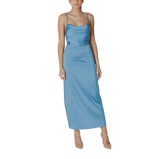 Vila Clothes Turquoise Polyester Long Dress