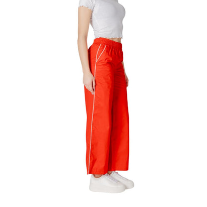 Only Red Cotton Casual Pants