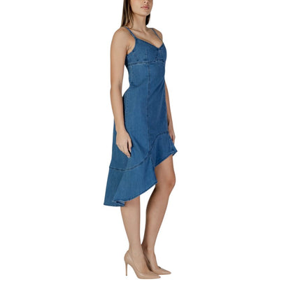 Desigual Blue Cotton Long Dress