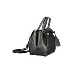 Guess Jeans Black Polyethylene Women Handbag with detachable strap, side view, showcasing elegant design and practical compartments.