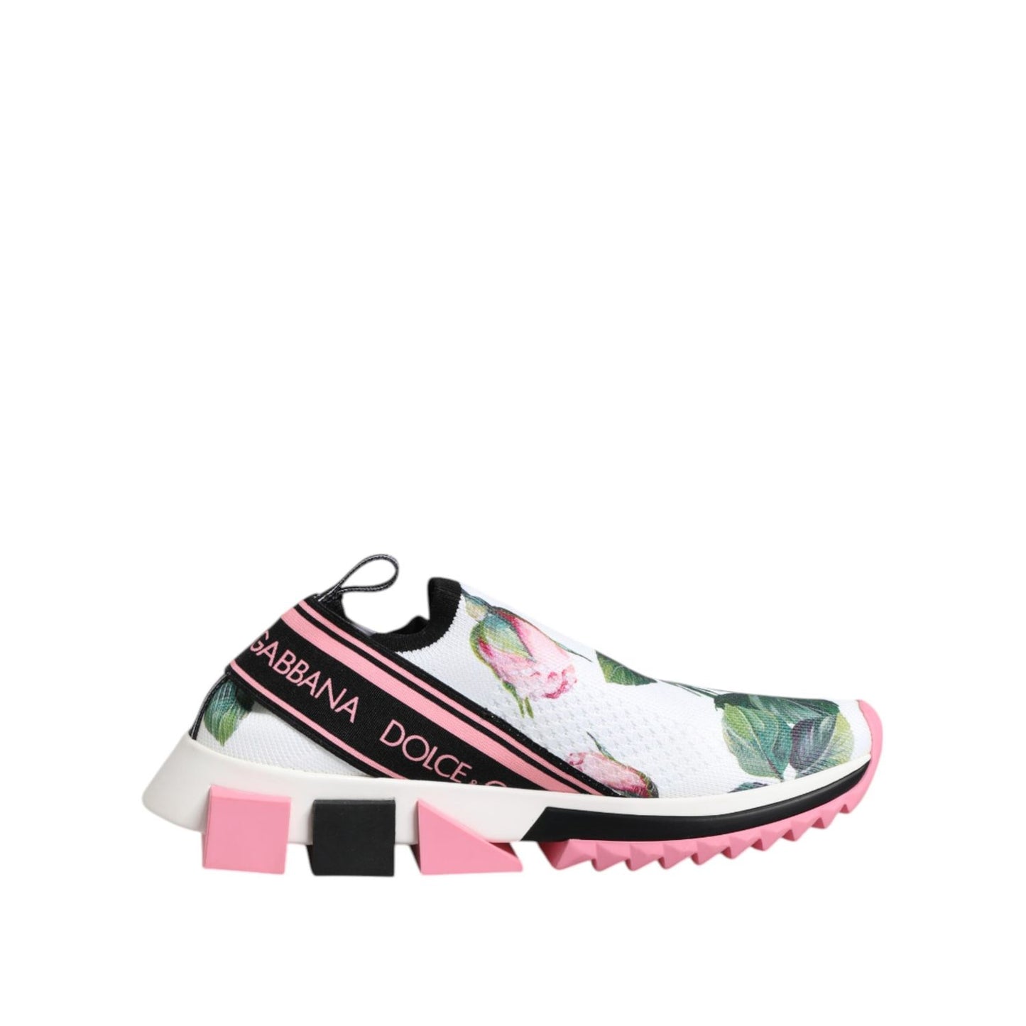 Dolce & Gabbana White Rose Print Sorrento Sneakers Shoes
