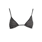 Karl Lagerfeld Black Elastane Swimwear with triangle design, lined interior, removable padding, and lace closure, featuring logo.