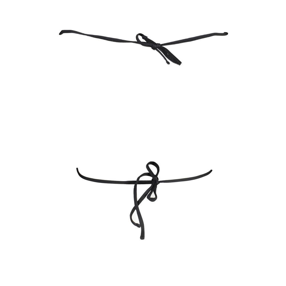 Karl Lagerfeld Black Elastane Swimwear with triangle design, lined, removable padding, and logo laces closure.
