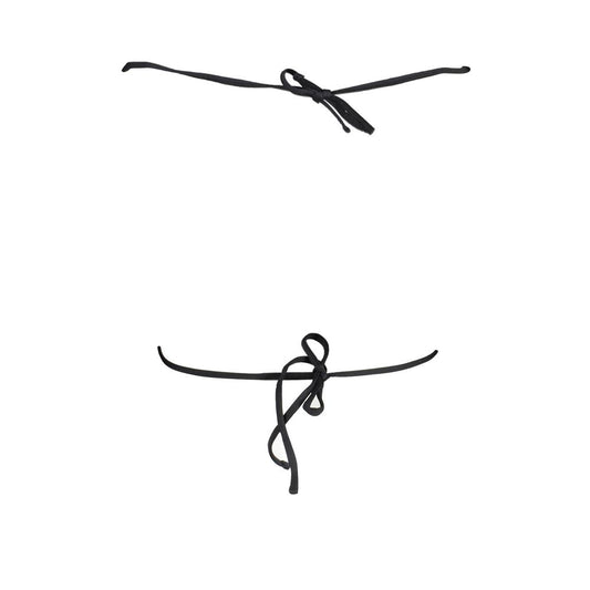 Karl Lagerfeld Black Elastane Swimwear with triangle design, lined, removable padding, and logo laces closure.