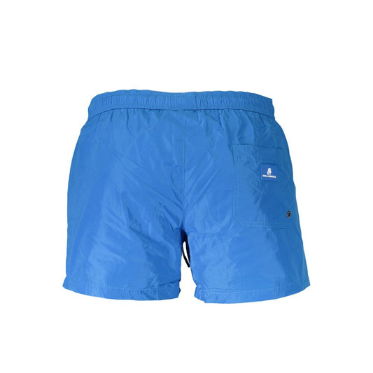 Karl Lagerfeld Blue Polyester Swimwear short swim boxer with pockets, inside briefs, laces, and logo print