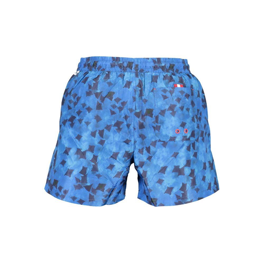 North Sails Blue Polyester Swimwear patterned swimming boxer with pockets and elastic waist made from recycled plastic bottles