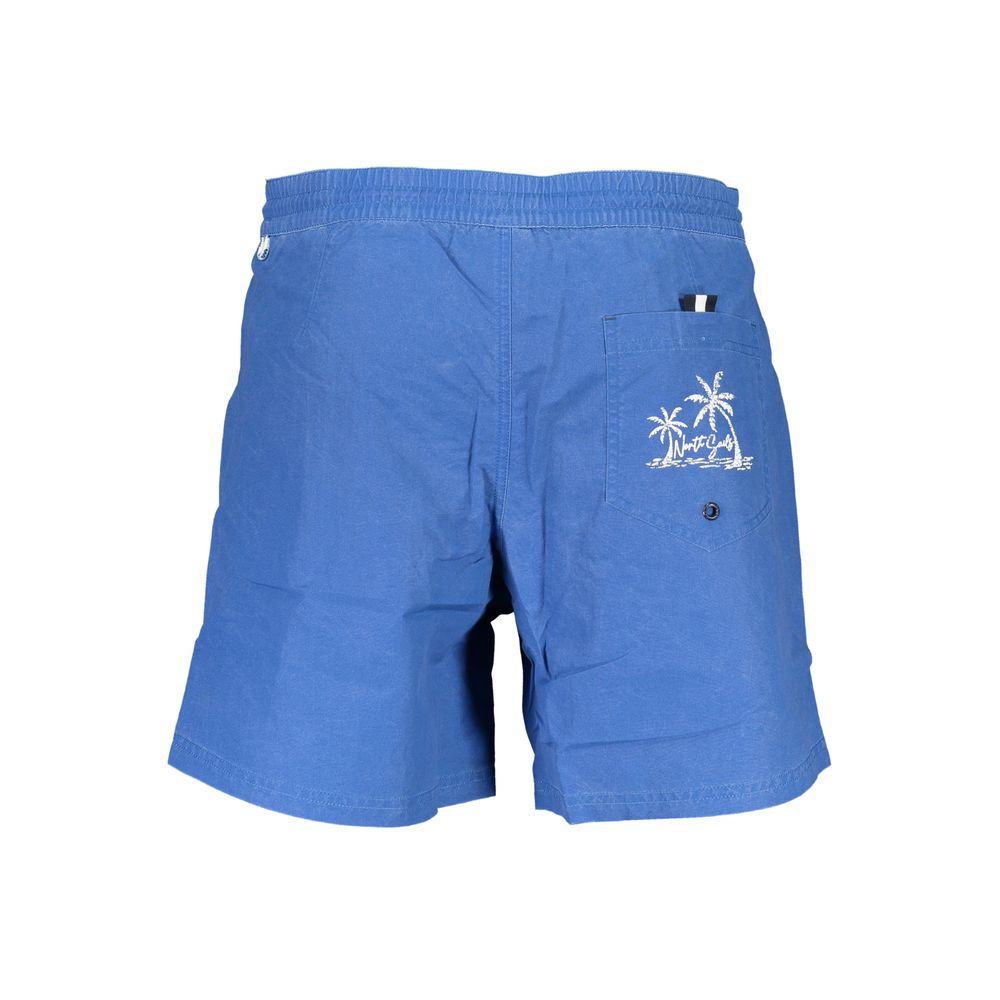 North Sails Blue Polyester Swimwear with logo, lace, button, zip, and contrast details.