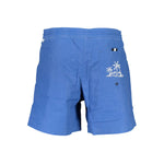 North Sails Blue Polyester Swimwear with logo, lace, button, zip, and contrast details.
