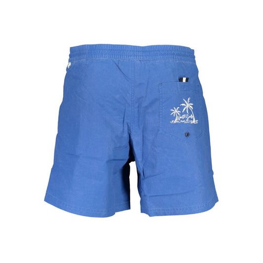 North Sails Blue Polyester Swimwear with logo, lace, button, zip, and contrast details.