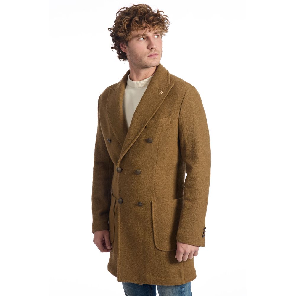 Roberto Pepe Luxury Brown Wool Coat