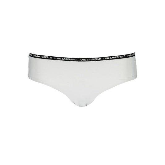 Karl Lagerfeld White Elastane Swimwear with contrasting details and logo waistband.