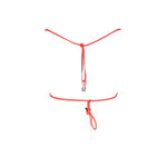 Karl Lagerfeld Red Elastane Swimwear triangle swimsuit with lined interior and lace closure featuring logo and contrasting details.