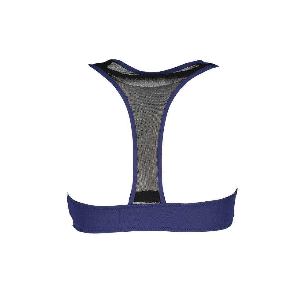 Back view of Karl Lagerfeld Blue Elastane Swimwear sporty top with lined interior and contrasting details.