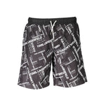 Karl Lagerfeld Black Polyester Swimwear with logo print, long sea boxer style, two pockets, lace details, and interior briefs.